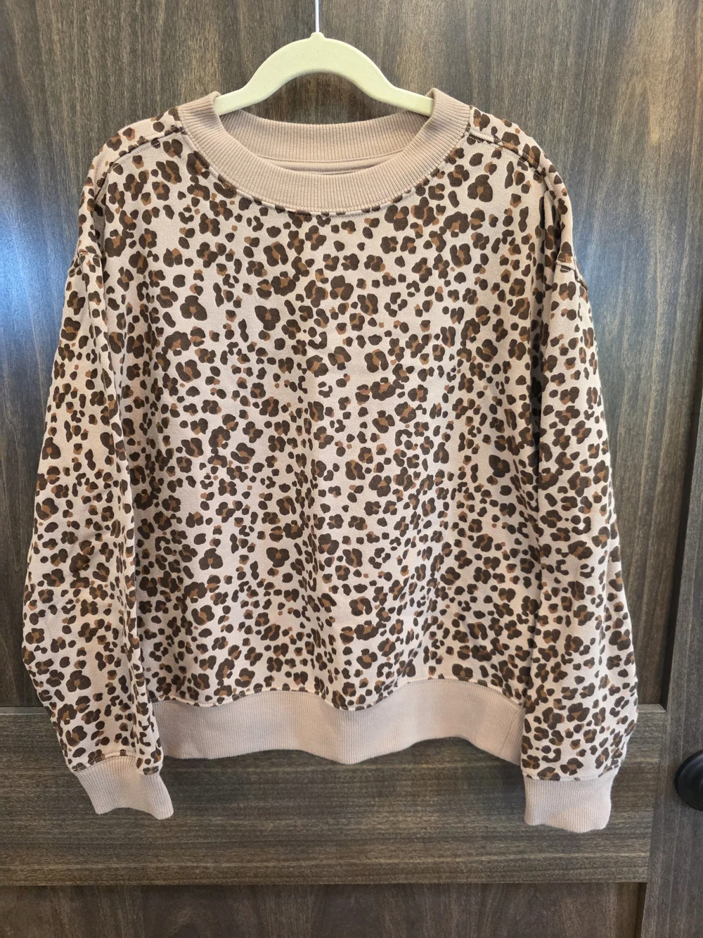 wonder nation Girls' Animal Print Pullover Sweatshirt XL 14-16 - Beige & Brown